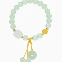 Браслет-оберег &laquo;Нефрит и кварц&raquo;, №8, d=6 см, зелёный