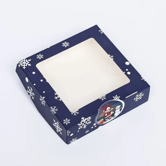 Коробка подарочная новогодняя складная с окном «Метель», 15×15×4 см Коробка подарочная новогодняя складная с окном «Метель», 15×15×4 см