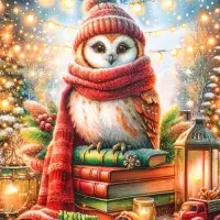 Пакет подарочный новогодний ламинированный, «Сова» , 18×10×22.3 см