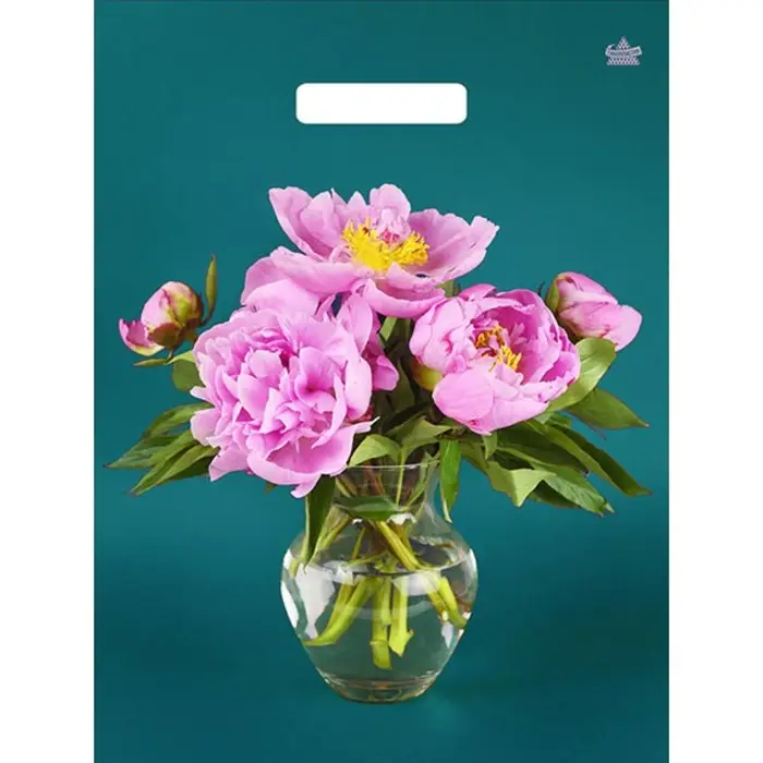 Пакет «Любимые пионы», полиэтиленовый с вырубной ручкой, 40×31 см, 60 мкм