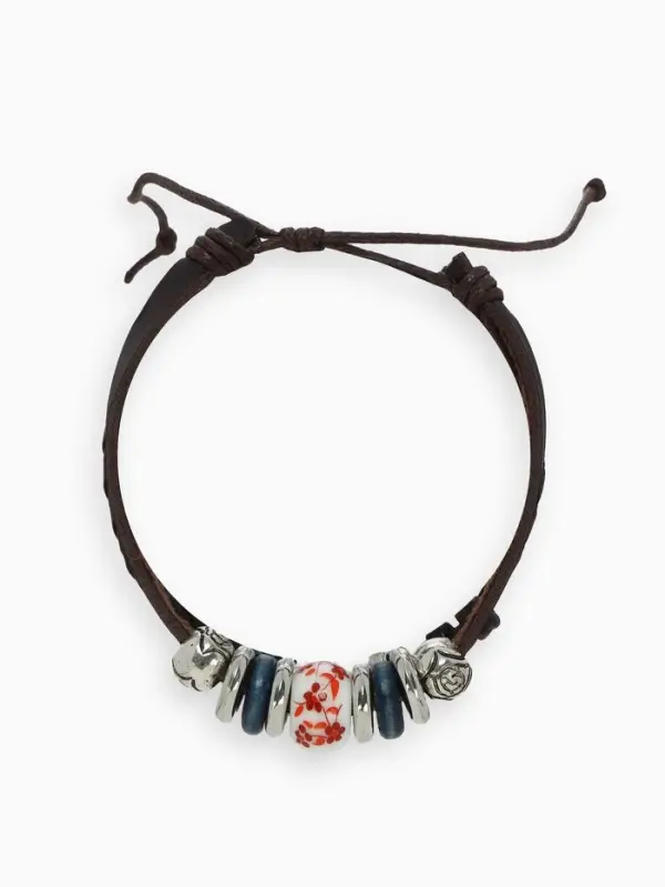 Браслет кожаный &laquo;Хиппи. Бусина&raquo;, d=6 см, коричневый