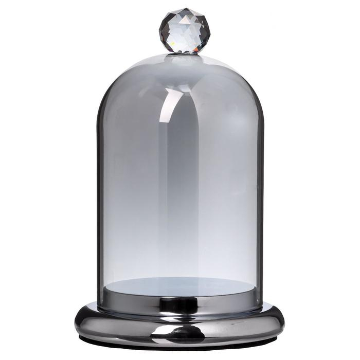 Подсвечник стекло на 1 свечу Подсвечник стекло на 1 свечу "Колба с кристаллом" серебристая дымка 20,6х12,5х12,5 см