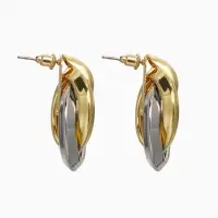 Серьги металл &laquo;Тренд&raquo;, кольца, цвет золото с серебром