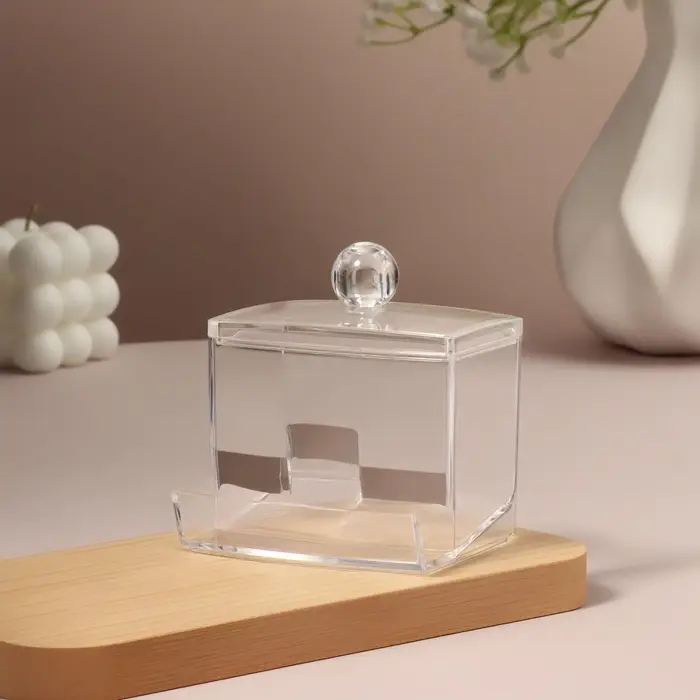 Органайзер для ватных палочек, с крышкой, 9&times;7&times;10 см, прозрачный