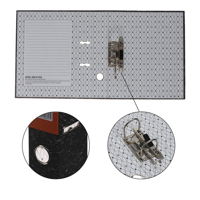 Папка-регистратор 75мм, А4, Calligrata Папка-регистратор 75мм, А4, Calligrata "Standart", мрамор, черная