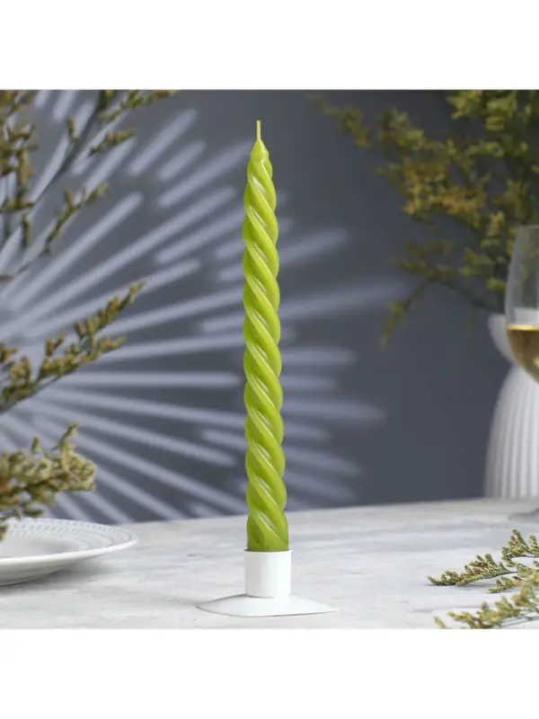 Свеча витая, 2.3&times;24.5 см, 5 ч, 50 г, оливковая
