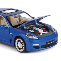 Машина металлическая Porsche Panamera S, 1:24,открываются двери, капот и багажник, световые и звуковые эффекты, цвет синий