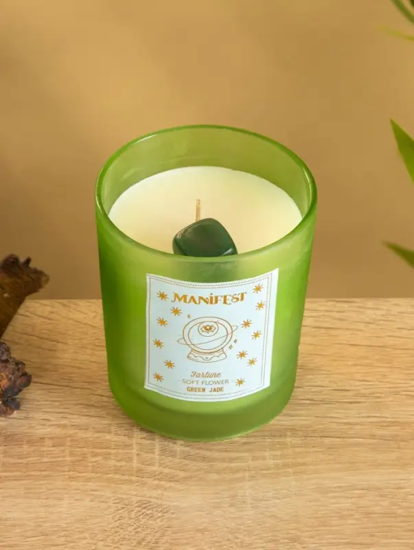 Свеча в стекле с камнем Manifest цветочный 200 гр соевый воск Свеча в стекле с камнем Manifest цветочный 200 гр соевый воск