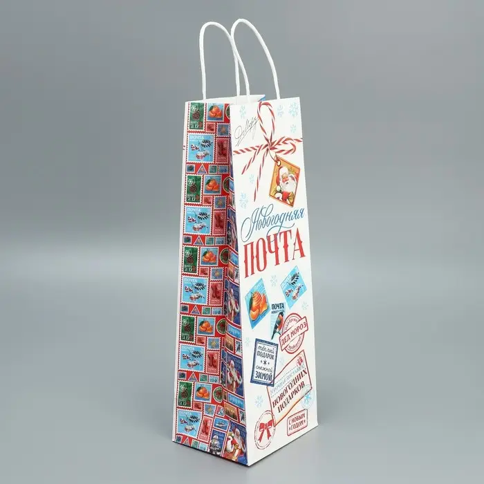 Пакет под бутылку «Новогодняя почта», 13 x 36 x 10 см Пакет под бутылку «Новогодняя почта», 13 x 36 x 10 см