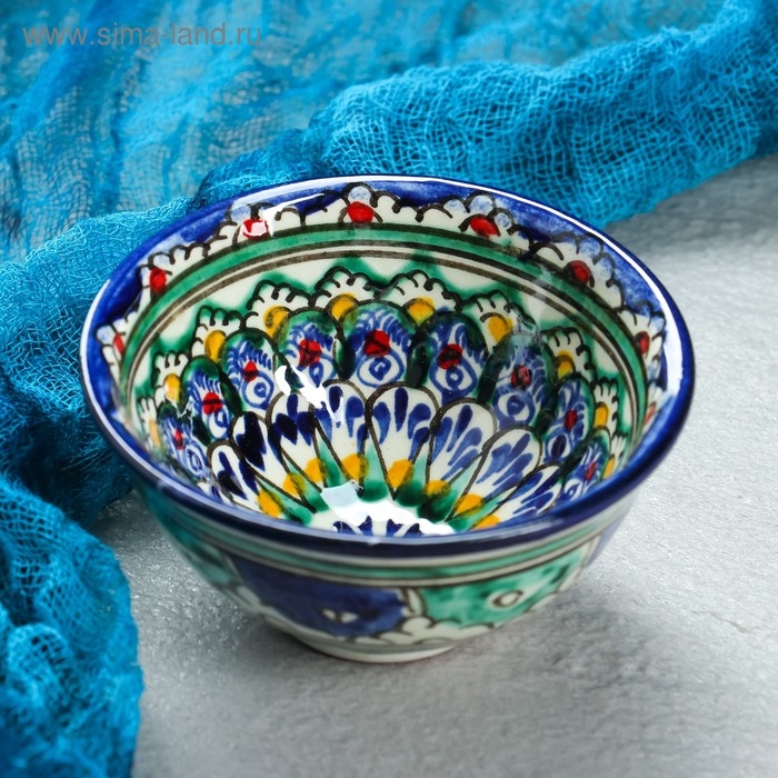 Пиала Риштанская керамика  Пиала Риштанская керамика "Цветы", 8,5 см, малая коньячная, микс