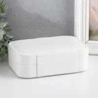 Шкатулка кожзам для украшений "Матовая гладь" белая 16х11х5 см