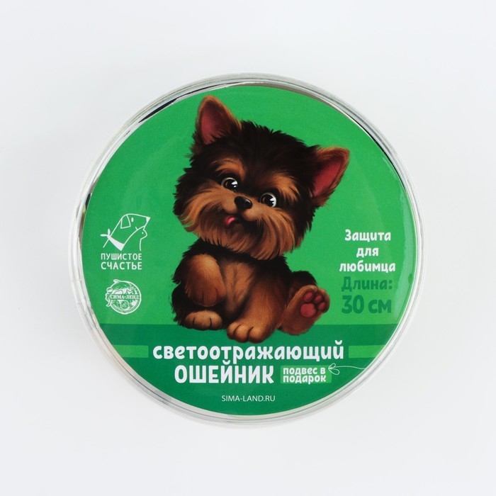 Ошейник светоотражающий «Лапки» с подвесом, 30 х 1 см, цвет зелёный Ошейник светоотражающий «Лапки» с подвесом, 30 х 1 см, цвет зелёный