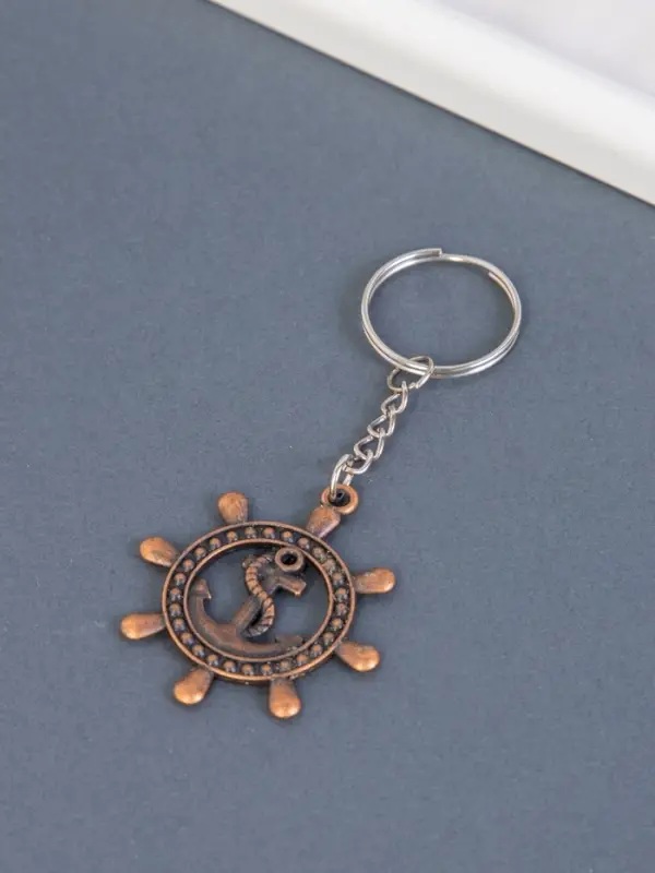 Брелок для ключей на кольце &laquo;Штурвал с якорем&raquo;, металл, 4.5&times;4 см