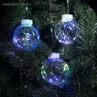 Гирлянда &laquo;Бахрома&raquo; 2.5&times;0.7 м, роса с насадками &laquo;Шарики&raquo;, IP20, серебристая нить, 150 LED, свечение мульти, 12 В