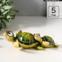 Фигурка полистоун лак &laquo;Черепаха с черепашонком&raquo;, зелёный, 15.8&times;11.8&times;5 см