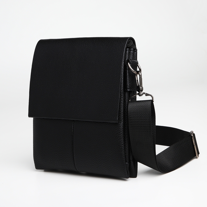 Сумка мужская через плечо TEXTURA, наружный карман, цвет чёрный Сумка мужская через плечо TEXTURA, наружный карман, цвет чёрный