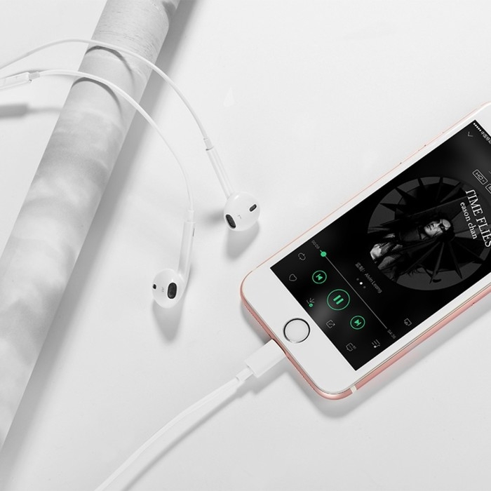 Наушники Hoco L7, проводные, вкладыши, микрофон, Lightning, 1.2 м, белые Наушники Hoco L7, проводные, вкладыши, микрофон, Lightning, 1.2 м, белые