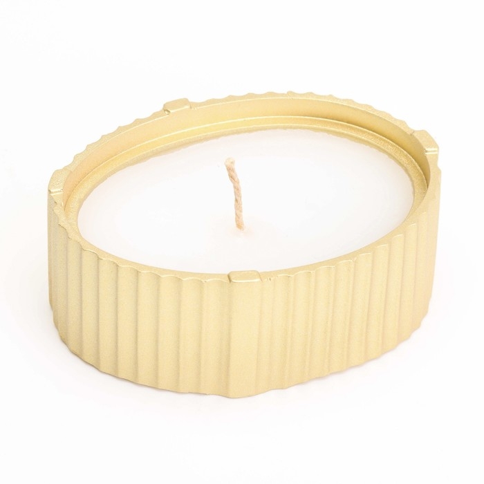 Свеча  Свеча "Овал" в подсвечнике с узкими гранями, 9х6,5х4см, золото