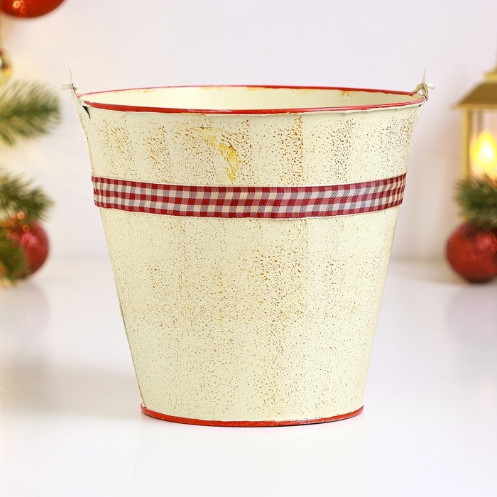 Кашпо Кашпо "Ведерко Рустад" бежевое, 15х15х14см