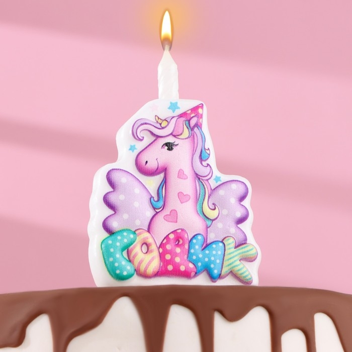 Свеча в торт  Свеча в торт "Мне годик!" с единорогом, 9,7 см, 12 мин, 40 г