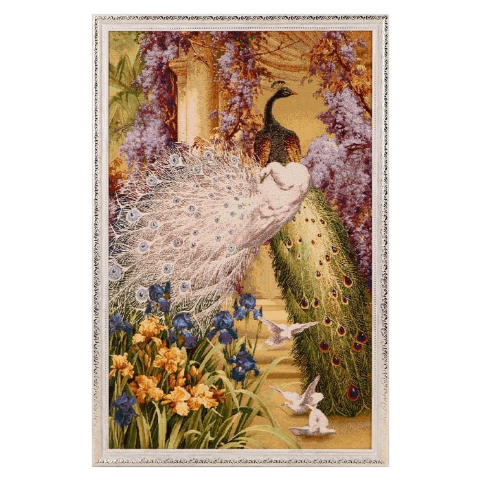 Гобеленовая картина Гобеленовая картина "Павлиний дуэт" 50*80 см