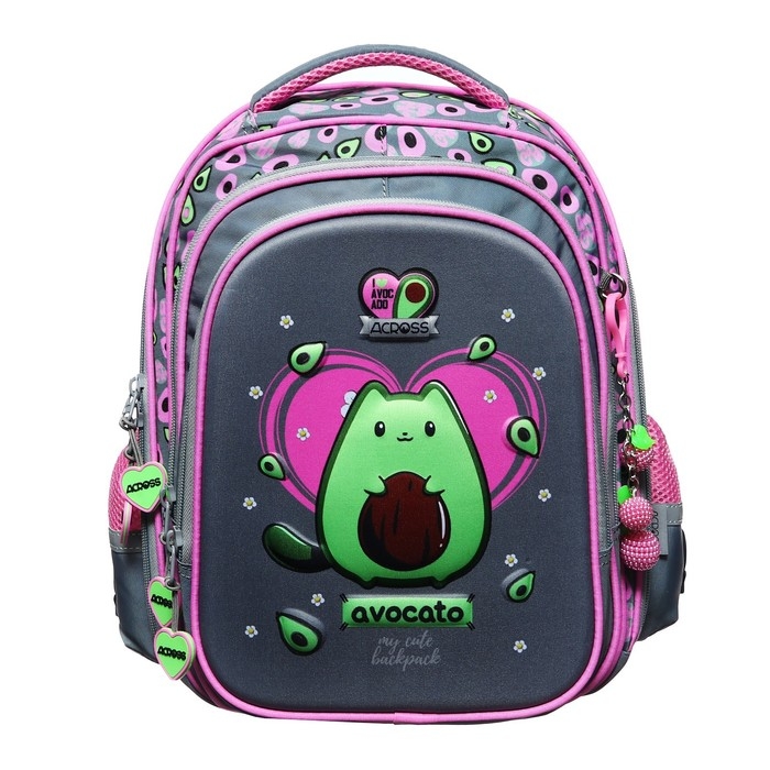 Рюкзак школьный 40 х 33 х 15 см, эргономичная спинка, Across 410, серый/розовый ACR23-410-1 Рюкзак школьный 40 х 33 х 15 см, эргономичная спинка, Across 410, серый/розовый ACR23-410-1