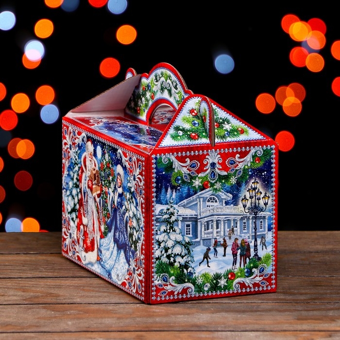 Новый год. Подарочная коробка Новый год. Подарочная коробка "На Катке" 20 x 12 x 19 см.