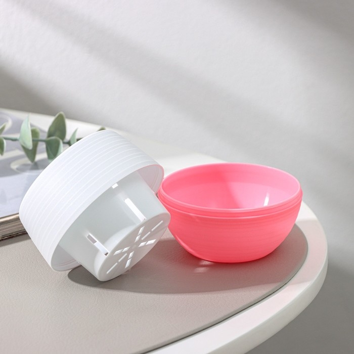 Горшок для цветов с поддоном «Япония», 125 мл, d=8 см, h=6,5 см, цвет белый-розовый Горшок для цветов с поддоном «Япония», 125 мл, d=8 см, h=6,5 см, цвет белый-розовый