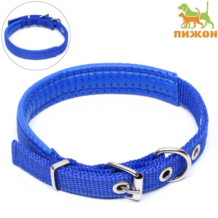 Ошейник Ошейник "Комфорт" комбинированный (полиэстер, искусственная кожа), 39 х 1,5 см, ОШ 26-33 см, синий 6