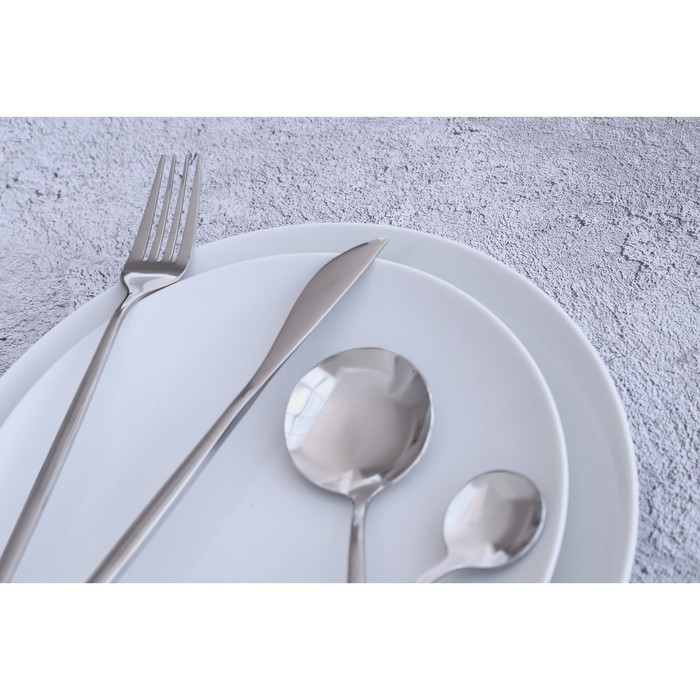 Столовые приборы из нержавеющей стали Magistro «Блинк», 4 предмета, цвет серебряный Столовые приборы из нержавеющей стали Magistro «Блинк», 4 предмета, цвет серебряный