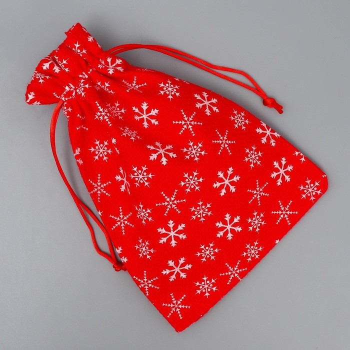 Мешочек подарочный холща «Парад снежинок», 16 х 24 см +/- 1.5 см, Новый год Мешочек подарочный холща «Парад снежинок», 16 х 24 см +/- 1.5 см, Новый год
