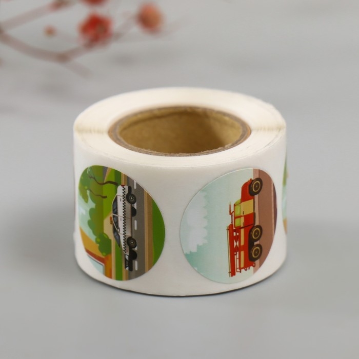 Наклейка бумага Наклейка бумага "Служебный транспорт" d=2,5 см 252 шт в рулоне