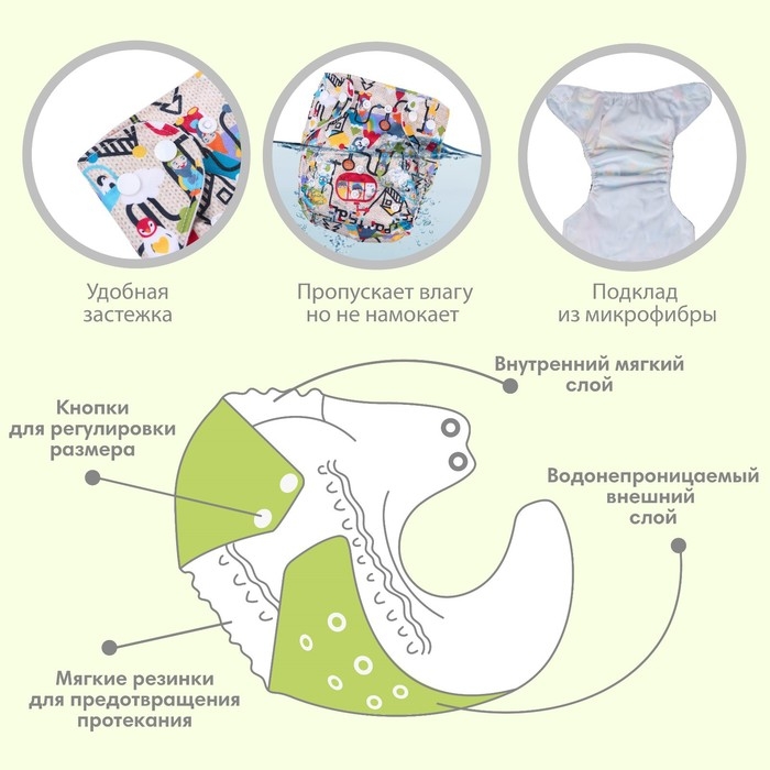 Трусики-подгузник, многоразовый, «Гномики», Крошка Я Трусики-подгузник, многоразовый, «Гномики», Крошка Я