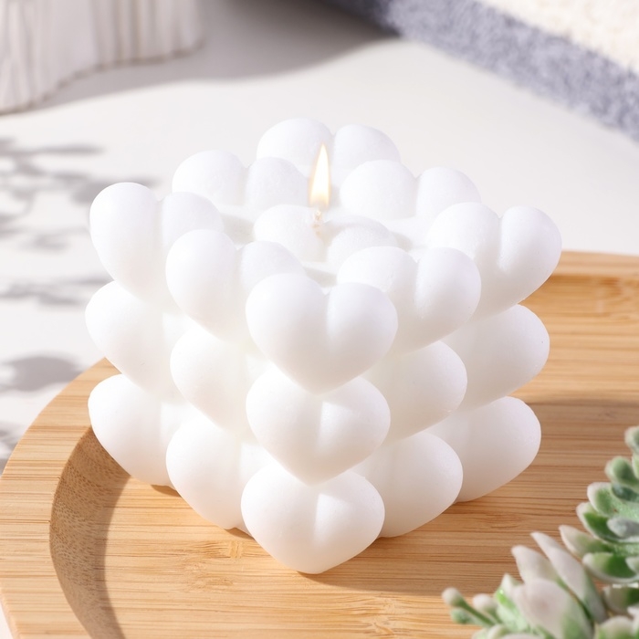 Свеча фигурная  Свеча фигурная "Бабл Сердце" 6 см, белая