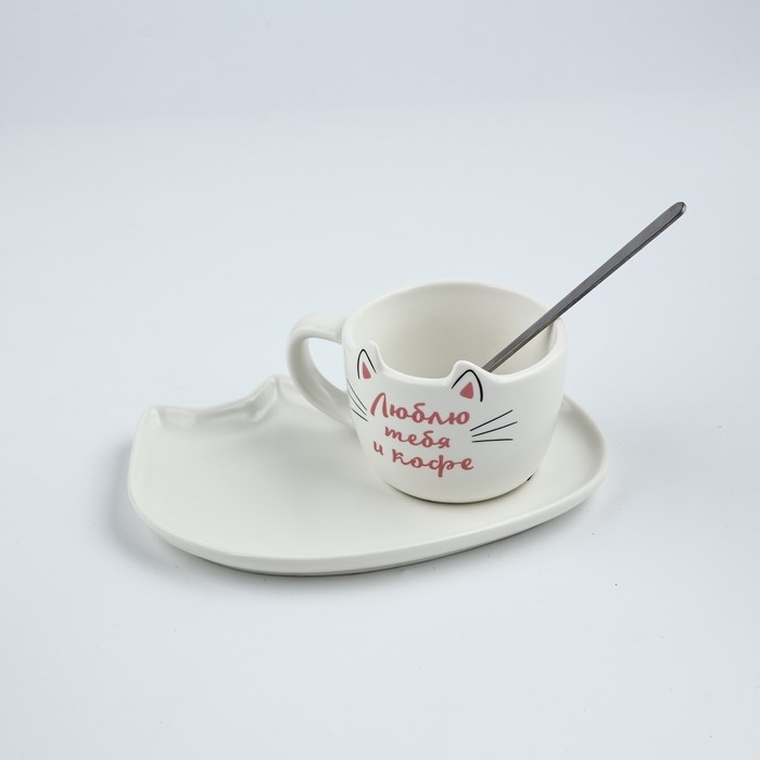 Набор  Набор "Люблю тебя и кофе", кружка 200 мл., блюдечко