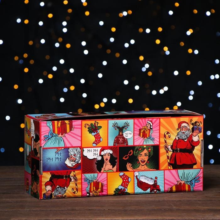 Новый год. Коробкасамосборная,сокном, Новый год. Коробкасамосборная,сокном,"Pop-artНО!НО!НО!",16х35х12см.