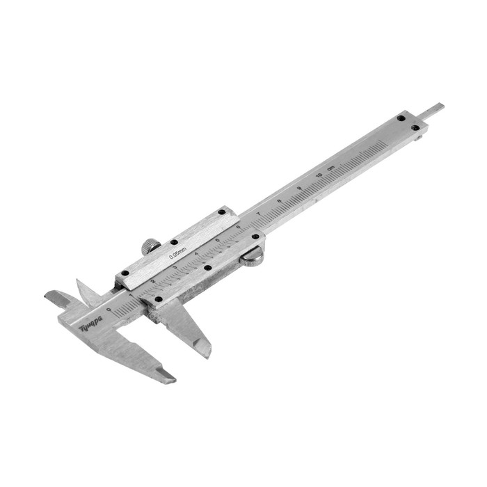 Штангенциркуль ТУНДРА, металлический, с глубиномером, цена деления 0.05 мм, 100 мм Штангенциркуль ТУНДРА, металлический, с глубиномером, цена деления 0.05 мм, 100 мм