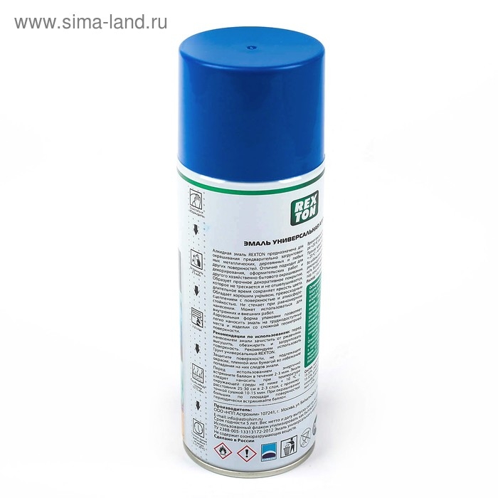 Эмаль алкидная универсальная REXTON, синяя, аэрозоль, 520 мл Эмаль алкидная универсальная REXTON, синяя, аэрозоль, 520 мл