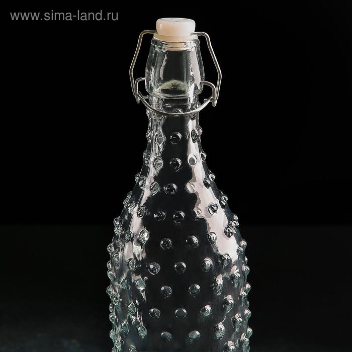 Бутылка стеклянная для соусов и масла с бугельным замком «Ризотто», 1 л, 8×8×30 см