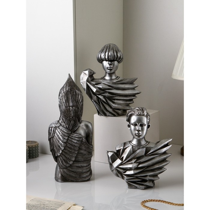 Набор фигур «Женщина воин», полистоун, 42 см, цвет серебро Набор фигур «Женщина воин», полистоун, 42 см, цвет серебро