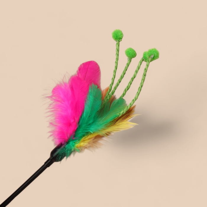Дразнилка с перьями и усиками, 50 см, микс цветов Дразнилка с перьями и усиками, 50 см, микс цветов