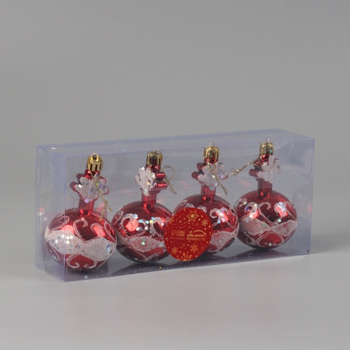 Украшение ёлочное Украшение ёлочное "Сюрприз" (набор 4 шт) 9х5,5 см, красно-белый
