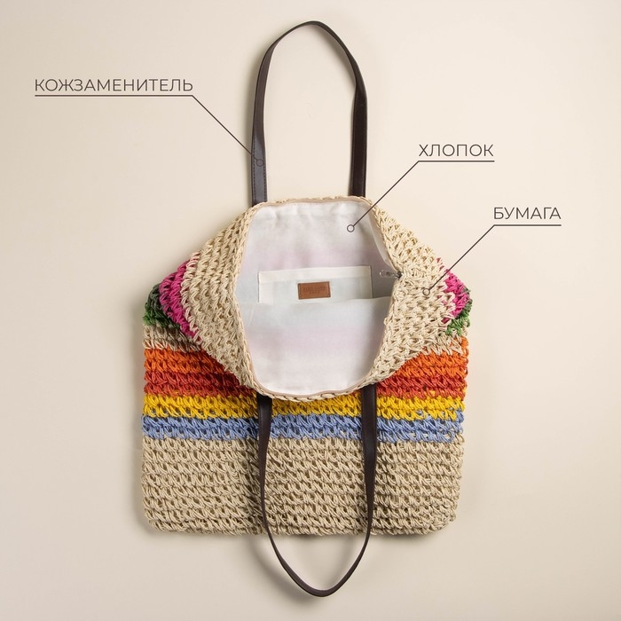 Сумка женская SL Home, ручное плетение, хлопок, длина ручек 28 см, 41×40 см Сумка женская SL Home, ручное плетение, хлопок, длина ручек 28 см, 41×40 см