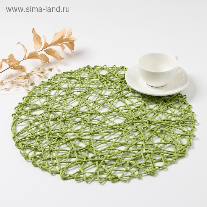 Салфетка сервировочная Доляна  "Трава", цв.зеленый, d 38 см