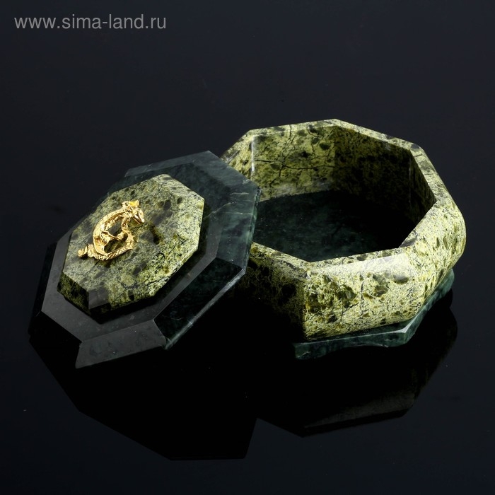 Шкатулка Шкатулка "Восьмигранная", 9,5х9,5х6,5 см, змеевик