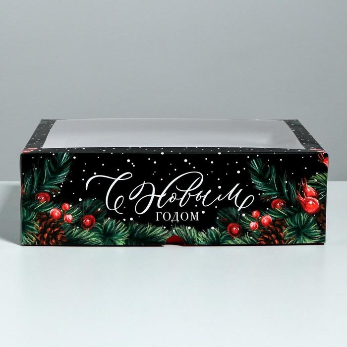 Коробка для капкейков «С Новым Годом» 25 х 33 х 10 см, Новый год Коробка для капкейков «С Новым Годом» 25 х 33 х 10 см, Новый год