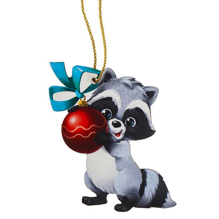 Ёлочная деревянная подвеска «Новый год! Енотик» Ёлочная деревянная подвеска «Новый год! Енотик»