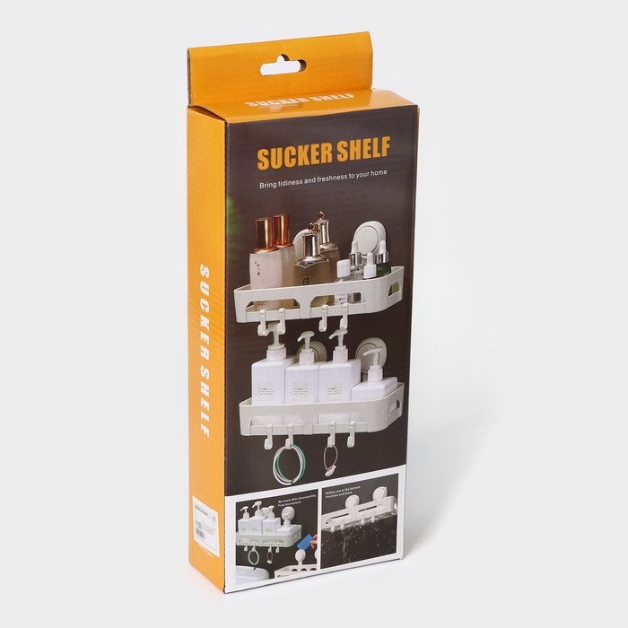 Полка на вакуумных присосках, 30×13×16 см, цвет белый Полка на вакуумных присосках, 30×13×16 см, цвет белый