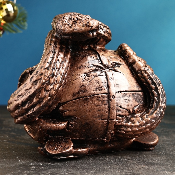 Копилка Копилка "Змея с бочкой" малая медь, 14х19х12см