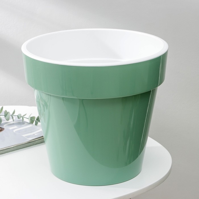 Кашпо для цветов со вставкой «Порто», 9 л, цвет нефрит Кашпо для цветов со вставкой «Порто», 9 л, цвет нефрит